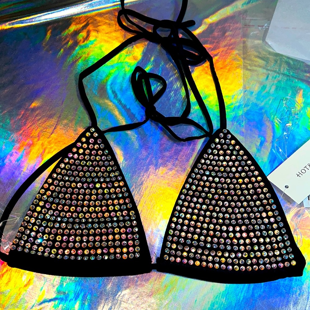 New. Black Bikini triangle top